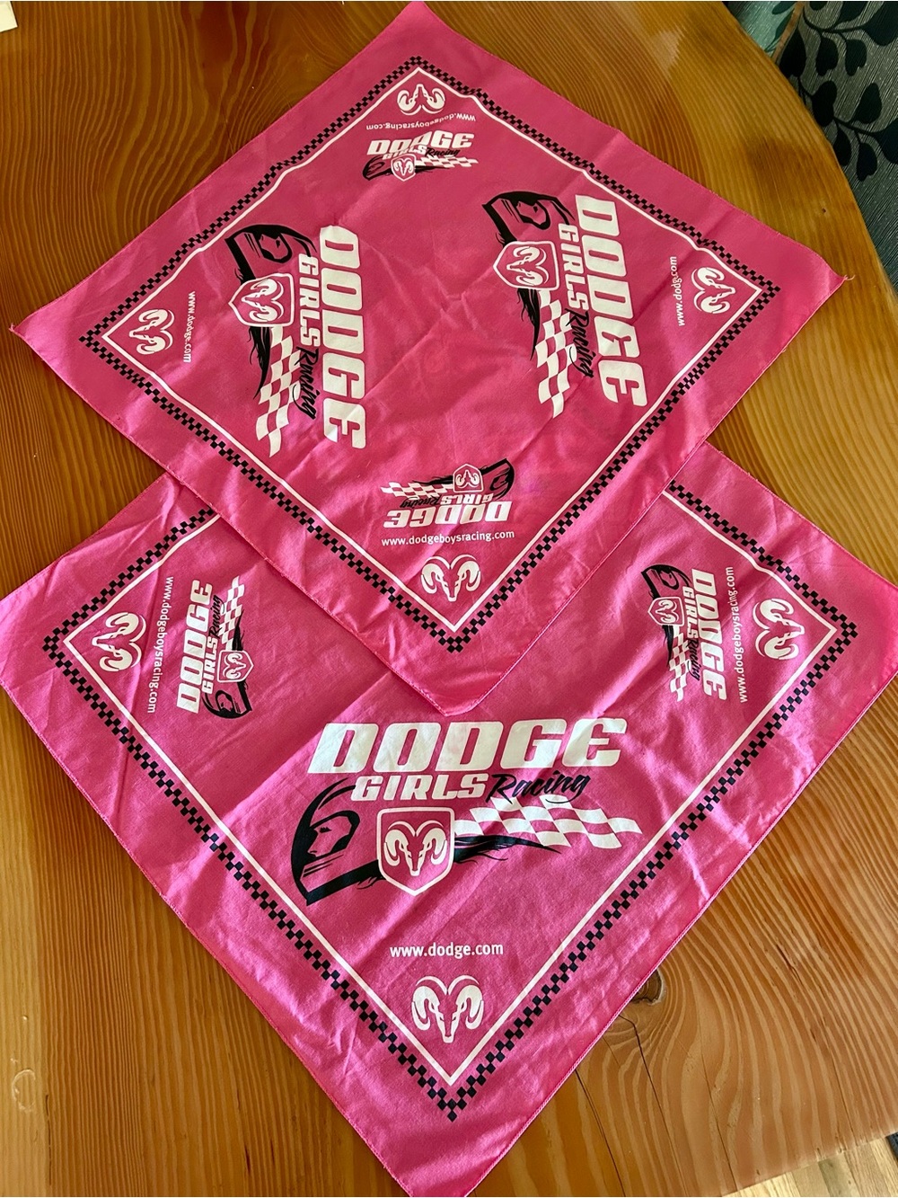 TWO Dodge Girls Racing Pink Bandanas